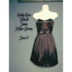 Ruby Rox black satin sleeveless mini dress size 9